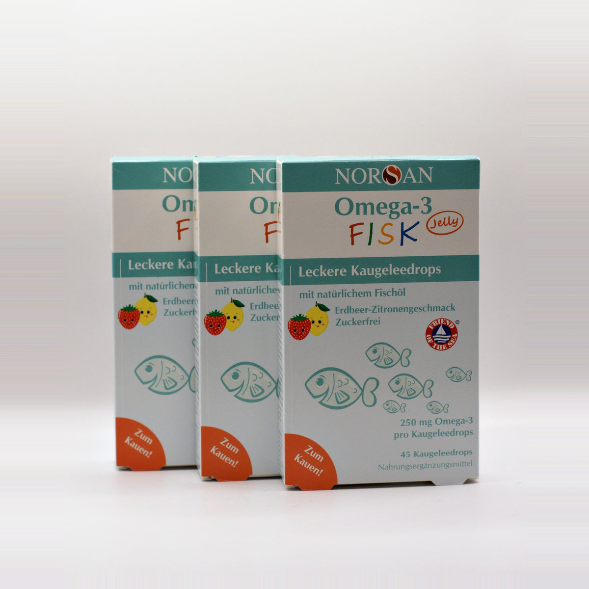 Tre æsker NORSAN Omega-3 FISK Jelly
