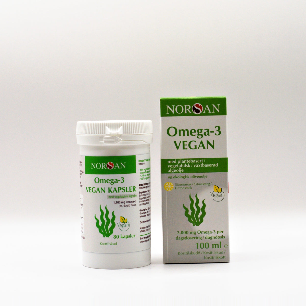 Sampak med NORSAN Omega-3 Vegan og Omega-3 Vegan Kapsler