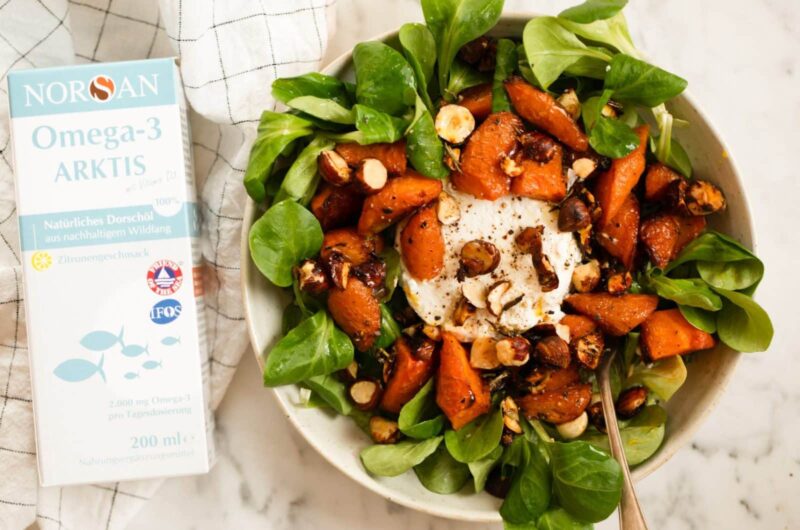 Salat med gedeost, bagte gulerødder og omega-3