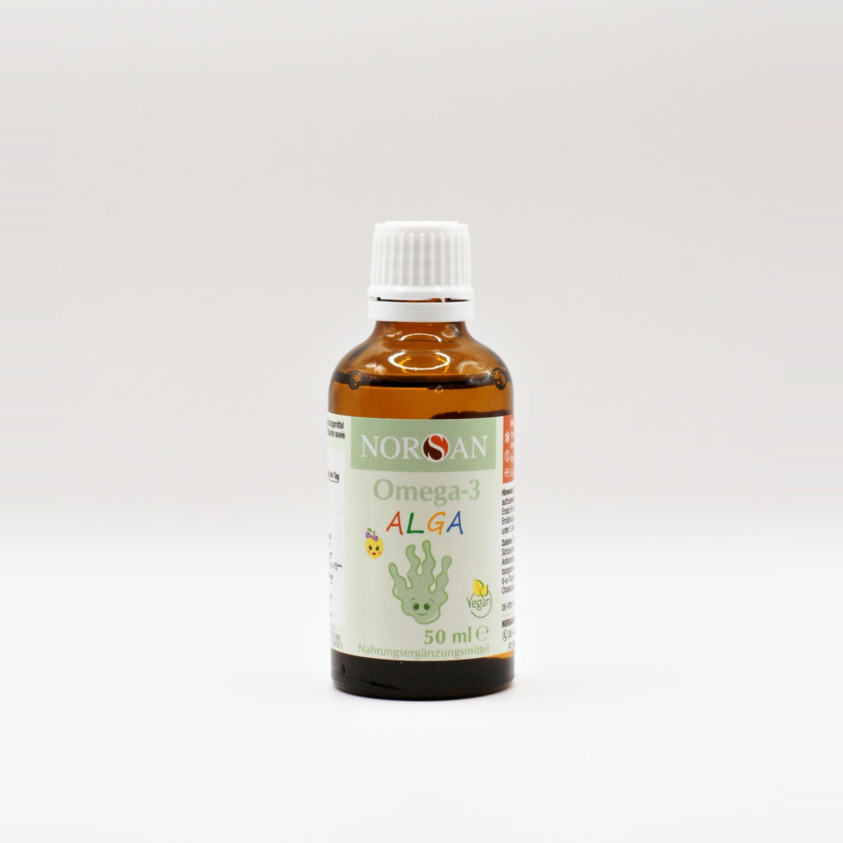 NORSAN Omega-3 ALGA vegansk algeolie til børn med citronsmag, 50 ml flaske