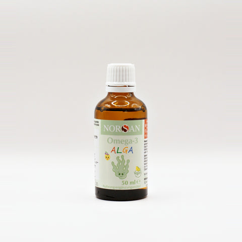 NORSAN Omega-3 ALGA vegansk algeolie til børn med citronsmag, 50 ml flaske