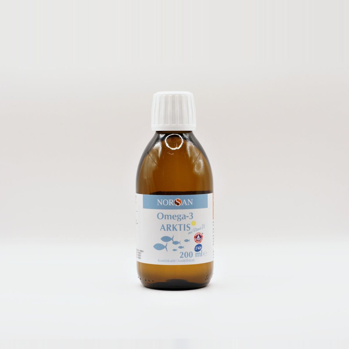 NORSAN Omega-3 Arktis torskeleverolie med citronsmag, 200 ml flaske