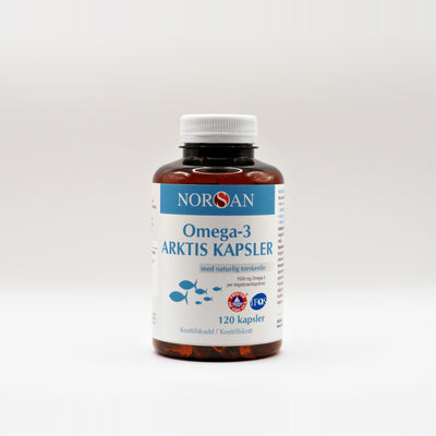 NORSAN Omega-3 Arktis Kapsler med torskeleverolie, bøtte med 120 kapsler