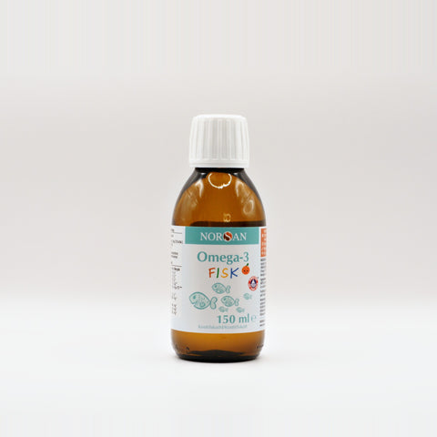 NORSAN Omega-3 FISK fiskeolie til børn med appelsinsmag, 150 ml flaske