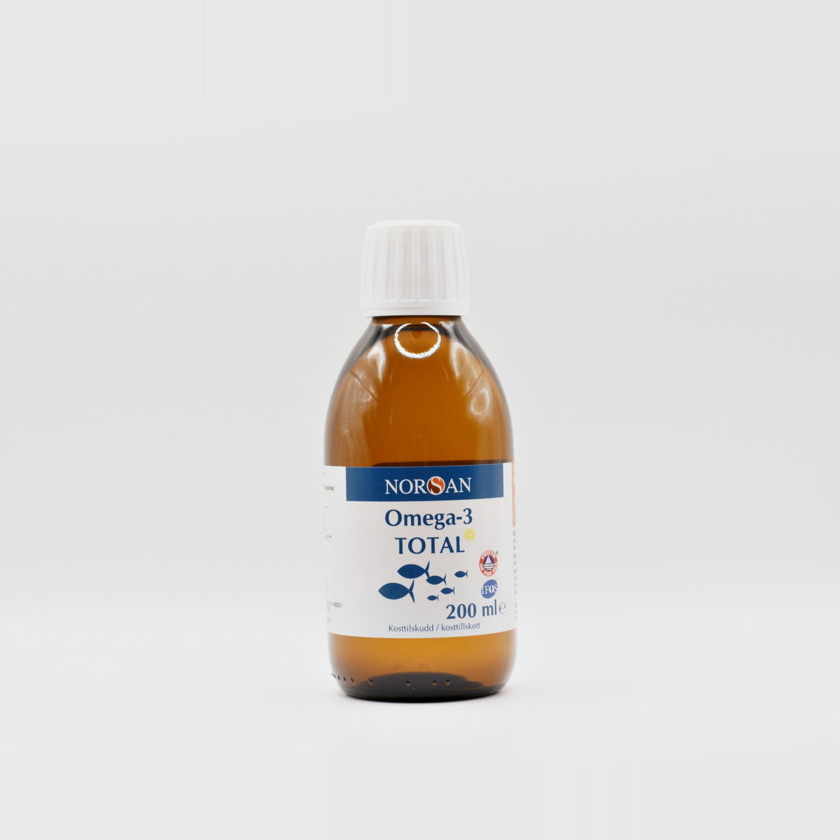 NORSAN Omega-3 Total fiskeolie med citronsmag, 200 ml flaske