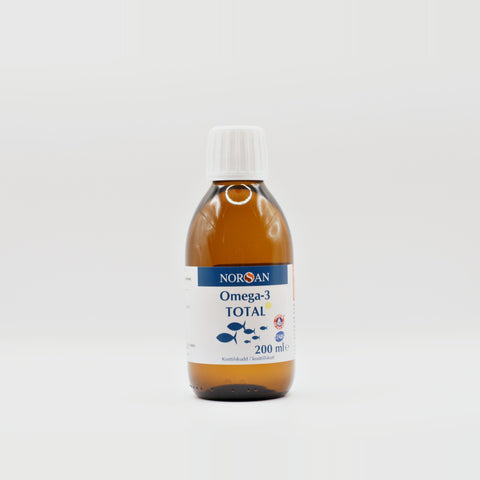 NORSAN Omega-3 Total fiskeolie med citronsmag, 200 ml flaske
