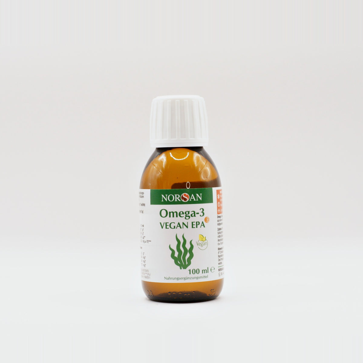 NORSAN Omega-3 Vegan EPA algeolie med appelsinsmag, 100 ml flaske