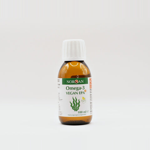 NORSAN Omega-3 Vegan EPA algeolie med appelsinsmag, 100 ml flaske