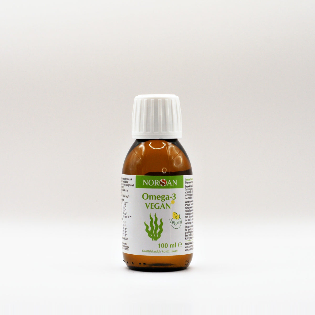 NORSAN Omega-3 Vegan algeolie med citronsmag, 100 ml flaske